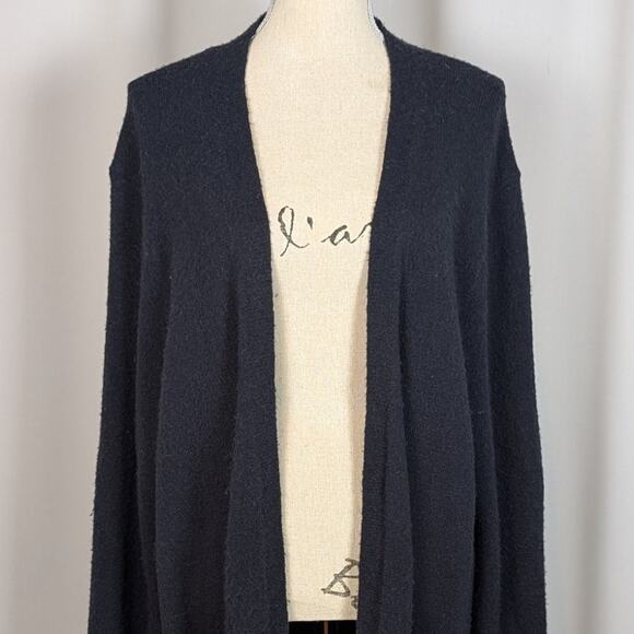 Madewell Black Alpaca Merino Wool Blend Open Front Cardigan Sweater XL - Picture 12 of 16